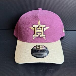 NWT New Era Houston Astros Maroon Cream Moleskin 9Forty A-Frame Snapback Hat Cap